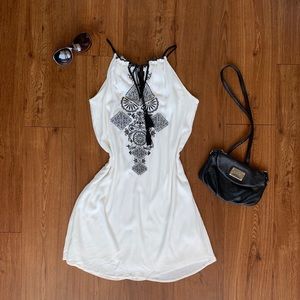 Speechless Boho White Shift Dress with Black